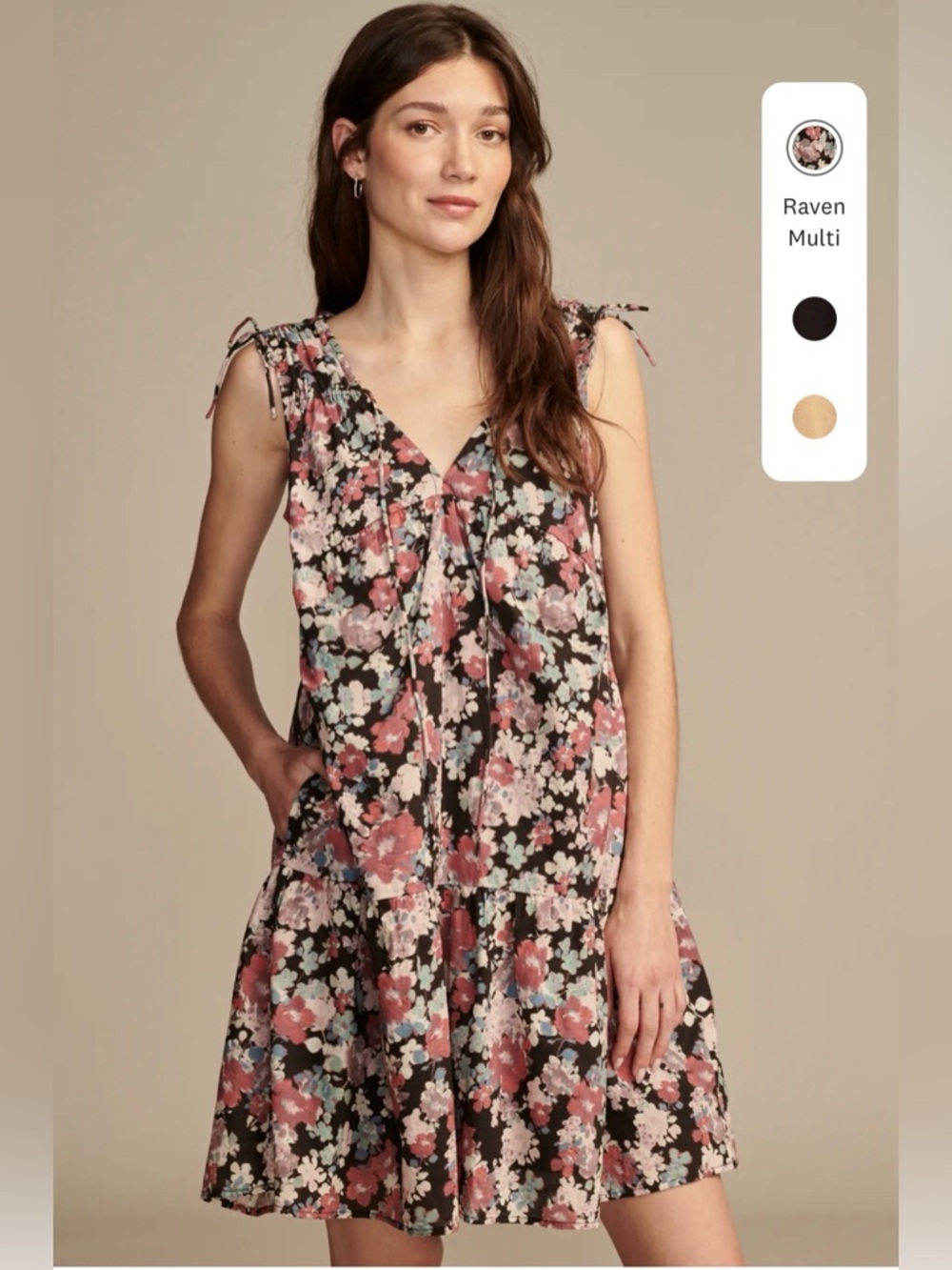 Lucky Brand Poplin Shoulder Cinched Mini Dress